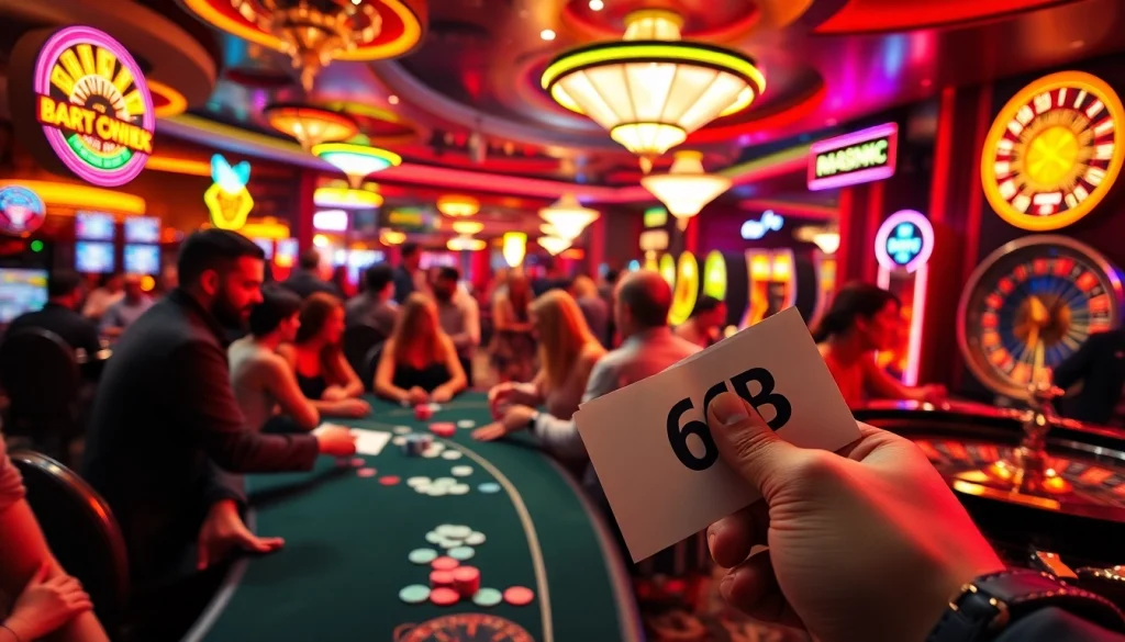Feel the thrill of winning at the casino 66B with players enjoying poker and roulette.