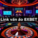 Link vào 8XBET enhances casino excitement with vibrant games at a roulette table surrounded by celebrating players.